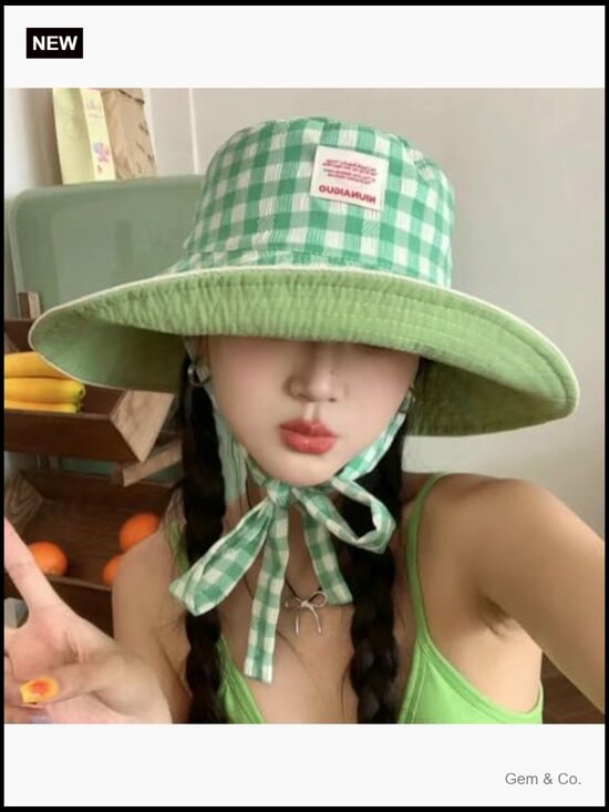 Reversible Plaid Wide Brim Sun Hat UPF 50+ Bucket Hat for Travel Beach Fishing